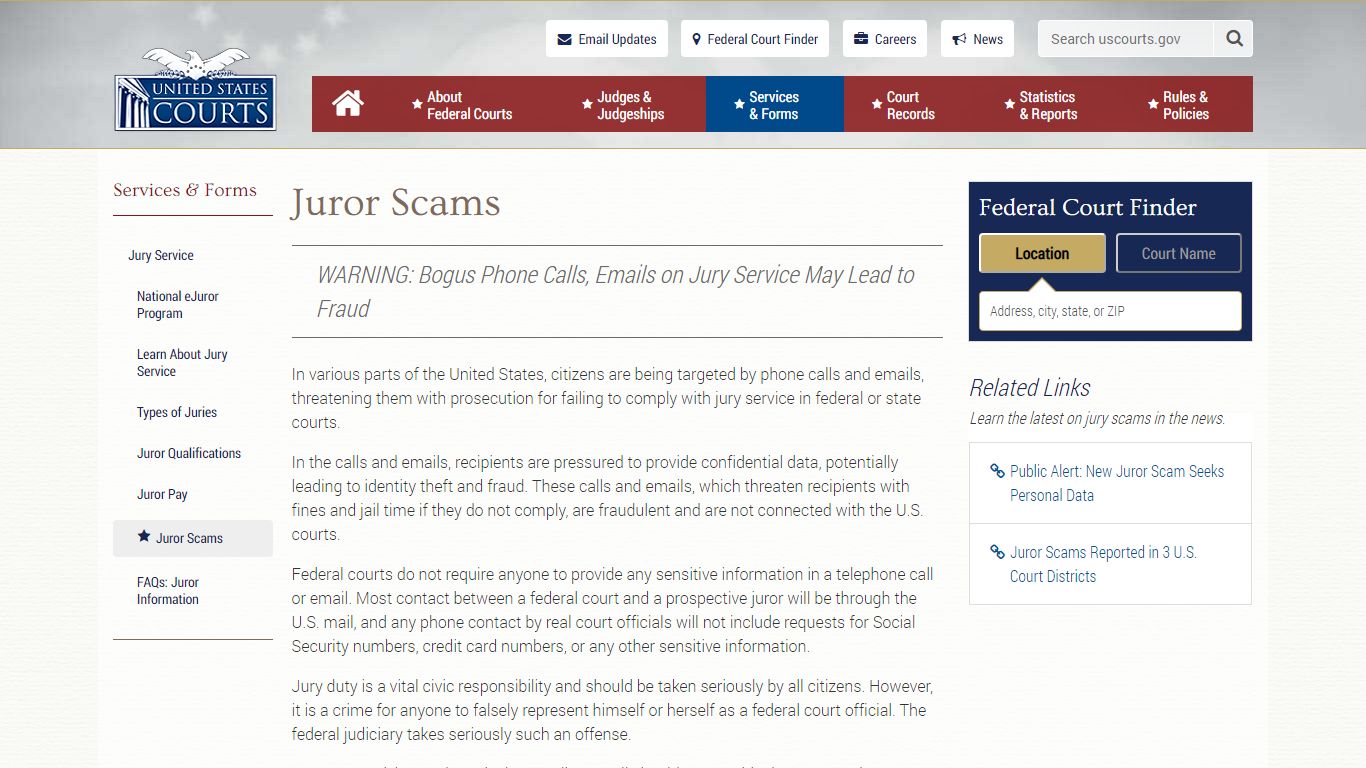 Juror Scams | United States Courts