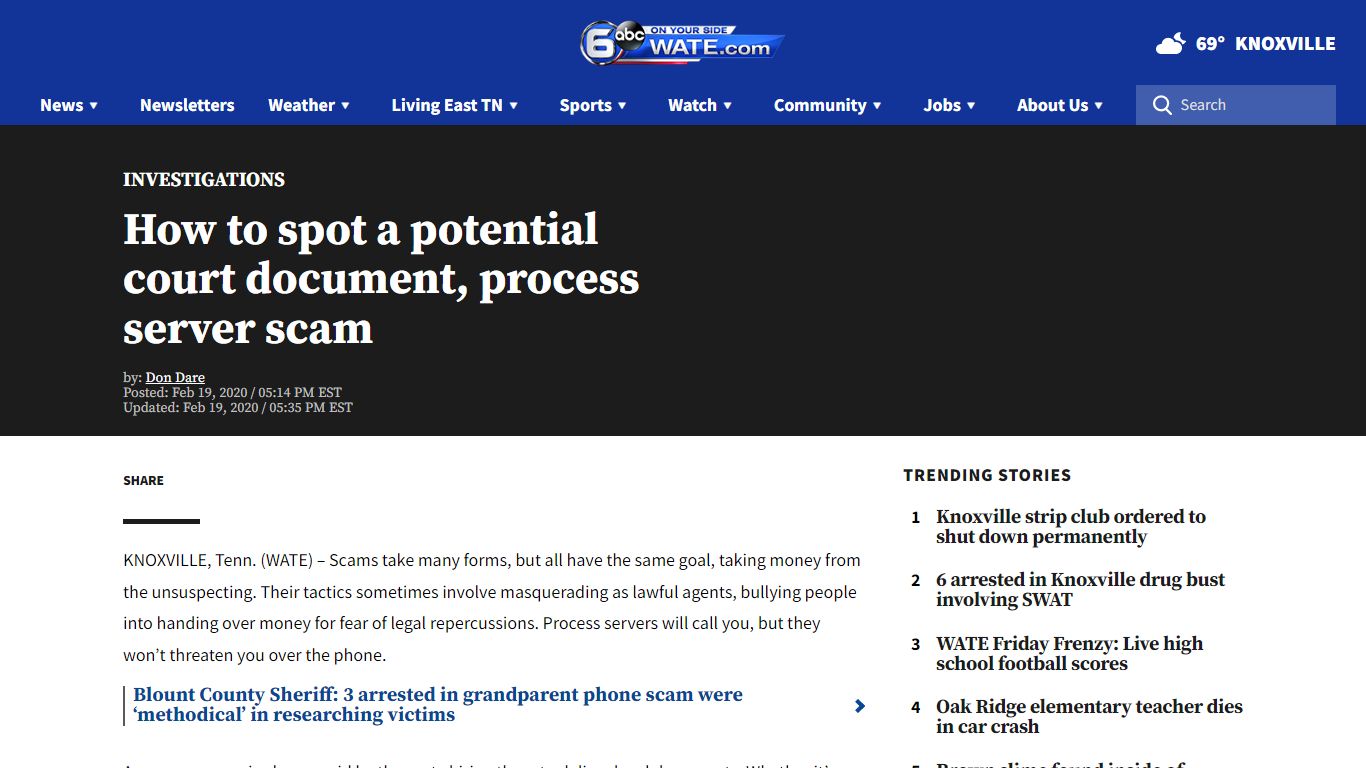 How to spot a potential court document, process server scam