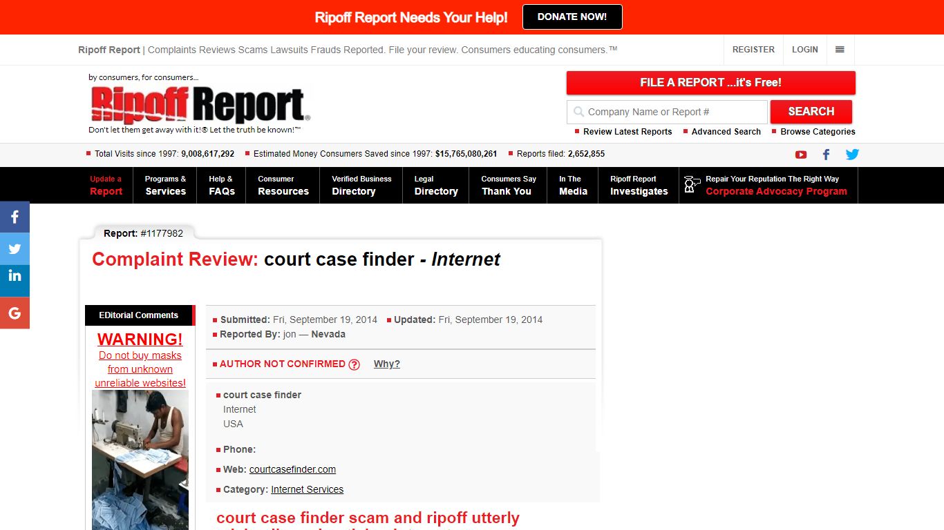 Court case finder Review - Internet - Scam and ripoff - Ripoff Report