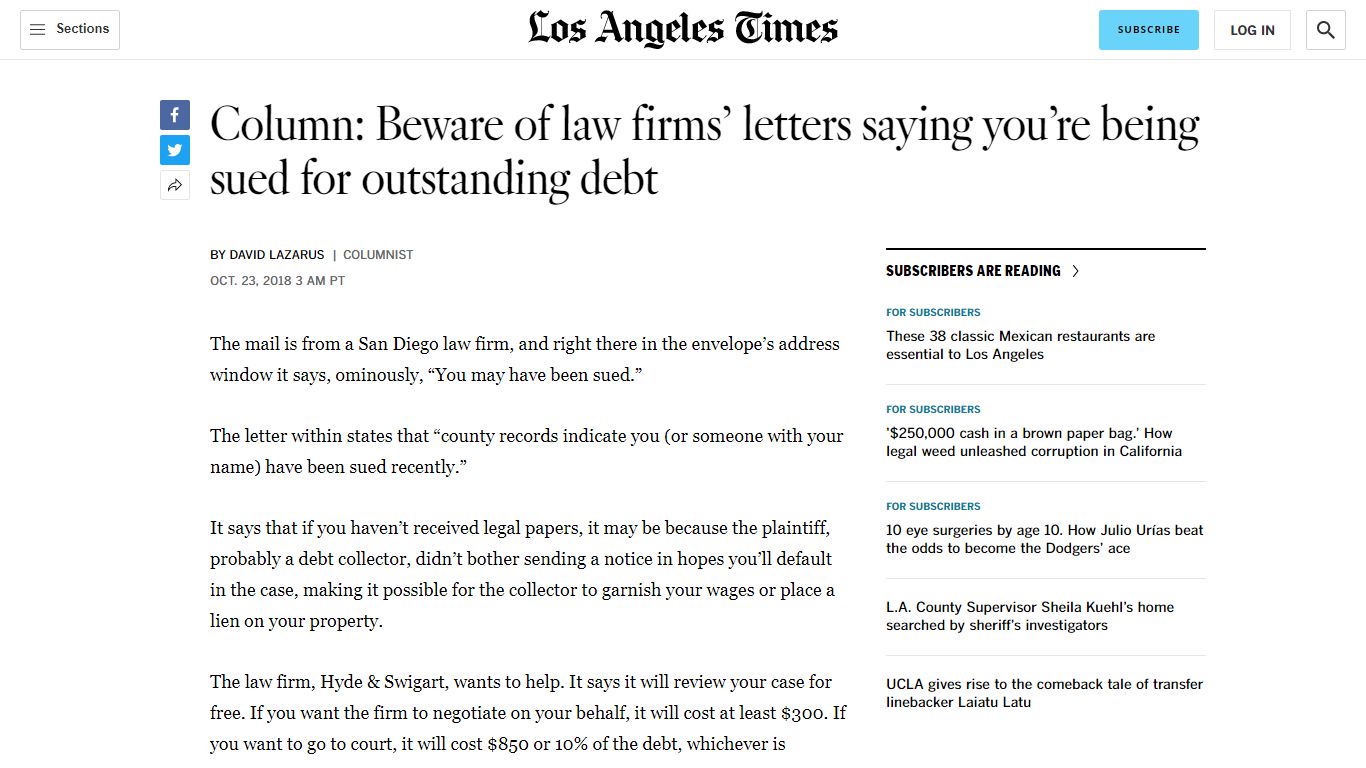 Beware of law firms' letters saying you're being sued for outstanding ...